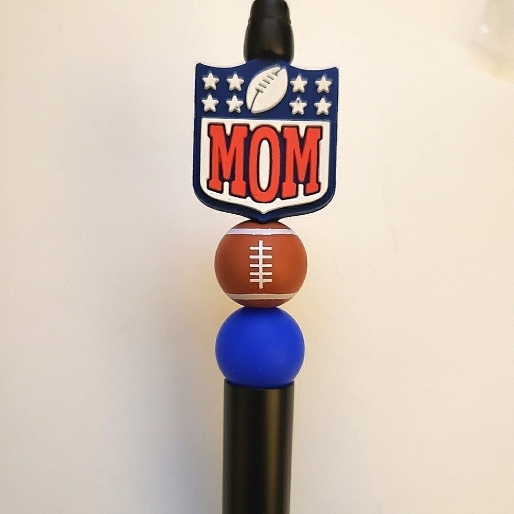 Handmade NFL Mom Football Beaded Silicone Focal Bead Pen